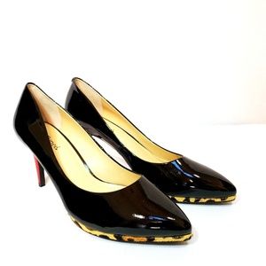 J Renee Black & Red Patent W Leopard Pumps NEW